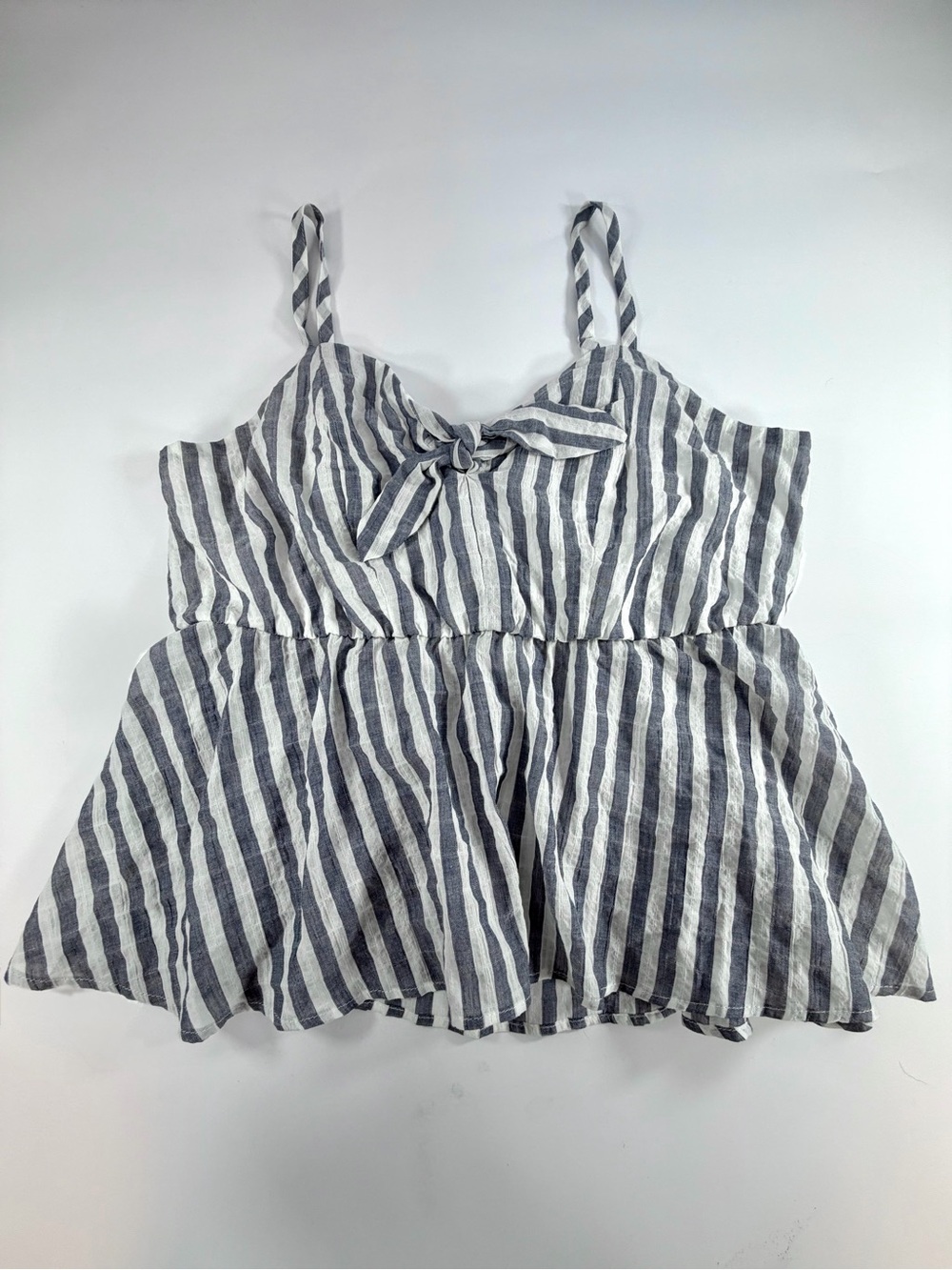 Torrid Size 1 Gray White Striped Peplum Cami Tank Top Smocked Back